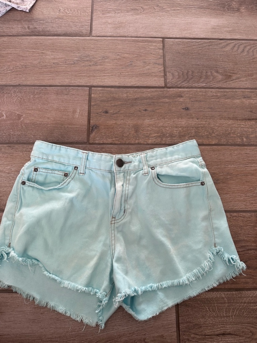 Free People Women’s Mint Frayed Hem Denim Shorts